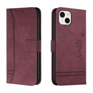 Retro Skin Feel Horizontal Flip Soft TPU + PU Leather Case with Holder & Card Slots & Photo Frame For iPhone 13(Wine Red)