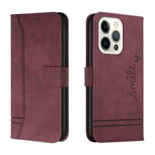 Retro Skin Feel Horizontal Flip Soft TPU + PU Leather Case with Holder & Card Slots & Photo Frame For iPhone 13 Pro Max(Wine Red)