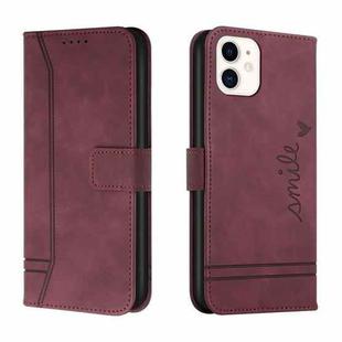 Retro Skin Feel Horizontal Flip Soft TPU + PU Leather Case with Holder & Card Slots & Photo Frame For iPhone 12 mini(Wine Red)