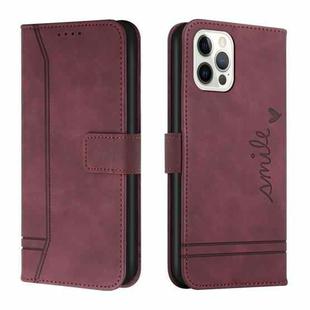 Retro Skin Feel Horizontal Flip Soft TPU + PU Leather Case with Holder & Card Slots & Photo Frame For iPhone 12 / 12 Pro(Wine Red)