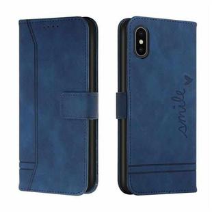 Retro Skin Feel Horizontal Flip Soft TPU + PU Leather Case with Holder & Card Slots & Photo Frame For iPhone X / XS(Blue)