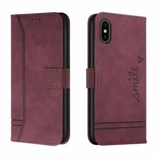 Retro Skin Feel Horizontal Flip Soft TPU + PU Leather Case with Holder & Card Slots & Photo Frame For iPhone XS Max(Wine Red)