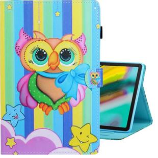 For Galaxy Tab S5e T720 Colored Drawing Horizontal Flip PU Leather Case with Holder & Card Slot & Sleep / Wake-up Function(Rainbow Owl)