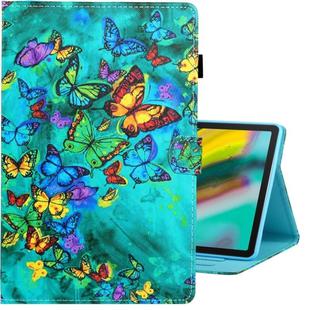 For Galaxy Tab S6 T860 Colored Drawing Horizontal Flip PU Leather Case with Holder & Card Slot & Sleep / Wake-up Function(Green Butterfly)