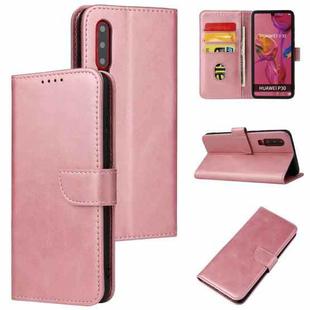 For Huawei P30 Calf Texture Buckle Horizontal Flip Leather Case with Holder & Card Slots & Wallet(Rose Gold)