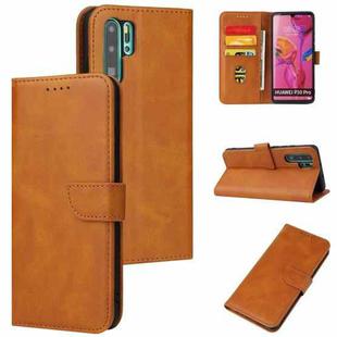 For Huawei P30 Pro Calf Texture Buckle Horizontal Flip Leather Case with Holder & Card Slots & Wallet(Khaki)