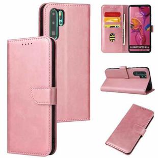 For Huawei P30 Pro Calf Texture Buckle Horizontal Flip Leather Case with Holder & Card Slots & Wallet(Rose Gold)
