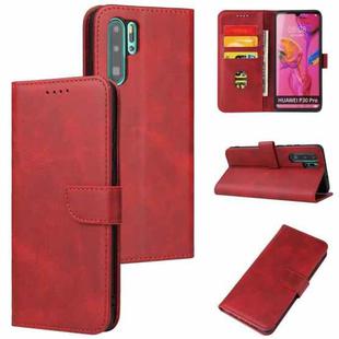 For Huawei P30 Pro Calf Texture Buckle Horizontal Flip Leather Case with Holder & Card Slots & Wallet(Red)
