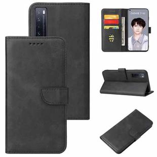 For Huawei nova 7 5G Calf Texture Buckle Horizontal Flip Leather Case with Holder & Card Slots & Wallet(Black)