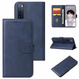 For Huawei nova 7 5G Calf Texture Buckle Horizontal Flip Leather Case with Holder & Card Slots & Wallet(Blue)