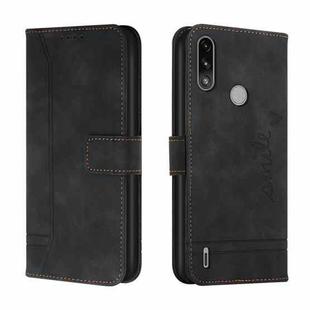 For Motorola Moto E7 Power Retro Skin Feel Horizontal Flip Soft TPU + PU Leather Case with Holder & Card Slots & Photo Frame(Black)