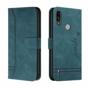 For Motorola Moto E7 Power Retro Skin Feel Horizontal Flip Soft TPU + PU Leather Case with Holder & Card Slots & Photo Frame(Dark Green)