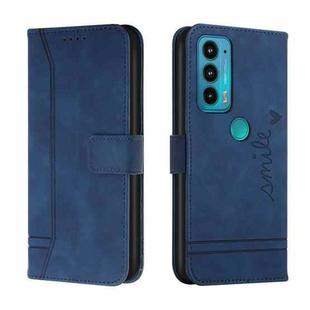 For Motorola Moto Edge 20 Retro Skin Feel Horizontal Flip Soft TPU + PU Leather Case with Holder & Card Slots & Photo Frame(Blue)