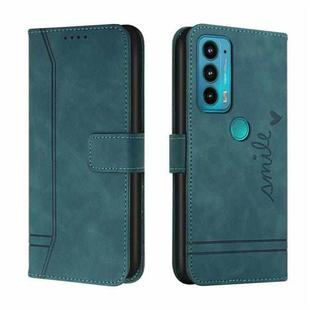 For Motorola Moto Edge 20 Retro Skin Feel Horizontal Flip Soft TPU + PU Leather Case with Holder & Card Slots & Photo Frame(Dark Green)