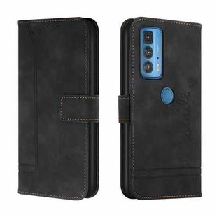 For Motorola Moto Edge 20 Pro Retro Skin Feel Horizontal Flip Soft TPU + PU Leather Case with Holder & Card Slots & Photo Frame(Black)