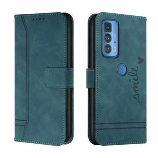 For Motorola Moto Edge 20 Pro Retro Skin Feel Horizontal Flip Soft TPU + PU Leather Case with Holder & Card Slots & Photo Frame(Dark Green)