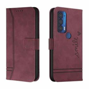 For Motorola Moto Edge 2021 Retro Skin Feel Horizontal Flip Soft TPU + PU Leather Case with Holder & Card Slots & Photo Frame(Wine Red)