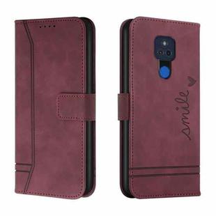 For Motorola Moto G Play 2021 Retro Skin Feel Horizontal Flip Soft TPU + PU Leather Case with Holder & Card Slots & Photo Frame(Wine Red)