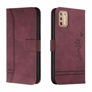 For Motorola Moto G9 Plus Retro Skin Feel Horizontal Flip Soft TPU + PU Leather Case with Holder & Card Slots & Photo Frame(Wine Red)