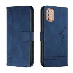 For Motorola Moto G9 Plus Retro Skin Feel Horizontal Flip Soft TPU + PU Leather Case with Holder & Card Slots & Photo Frame(Blue)
