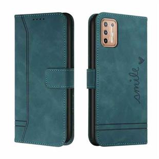 For Motorola Moto G9 Plus Retro Skin Feel Horizontal Flip Soft TPU + PU Leather Case with Holder & Card Slots & Photo Frame(Dark Green)