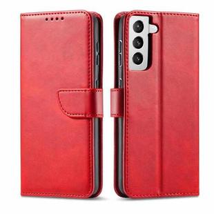 For Samsung Galaxy S21 5G Calf Texture Buckle Horizontal Flip Leather Case with Holder & Card Slots & Wallet(Red)