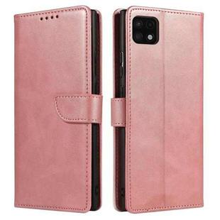 For Samsung Galaxy A22 4G Calf Texture Buckle Horizontal Flip Leather Case with Holder & Card Slots & Wallet(Rose Gold)
