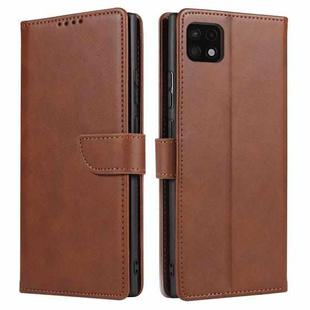 For Samsung Galaxy A22 4G Calf Texture Buckle Horizontal Flip Leather Case with Holder & Card Slots & Wallet(Brown)