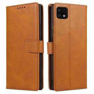 For Samsung Galaxy A22 5G Calf Texture Buckle Horizontal Flip Leather Case with Holder & Card Slots & Wallet(Khaki)