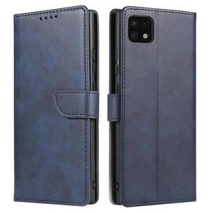 For Samsung Galaxy A22 5G Calf Texture Buckle Horizontal Flip Leather Case with Holder & Card Slots & Wallet(Blue)
