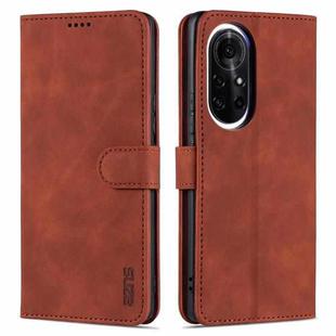 For Huawei nova 8 AZNS Skin Feel Calf Texture Horizontal Flip Leather Case with Card Slots & Holder & Wallet(Brown)