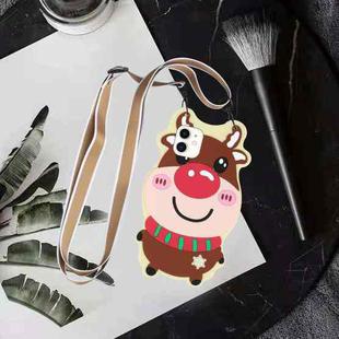 For iPhone 11 Christmas Series TPU Shockproof Case with Neck Lanyard (Elk)