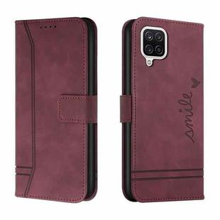 For Samsung Galaxy A42 5G Retro Skin Feel Horizontal Flip Soft TPU + PU Leather Case with Holder & Card Slots & Photo Frame(Wine Red)