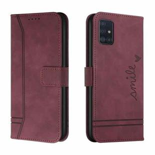 For Samsung Galaxy M51 Retro Skin Feel Horizontal Flip Soft TPU + PU Leather Case with Holder & Card Slots & Photo Frame(Wine Red)