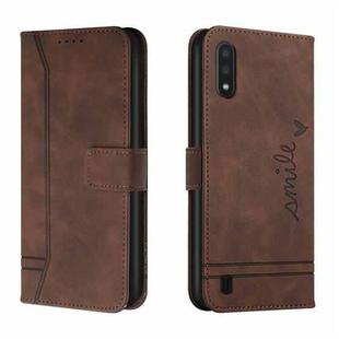 For Samsung Galaxy A01 Retro Skin Feel Horizontal Flip Soft TPU + PU Leather Case with Holder & Card Slots & Photo Frame(Coffee)