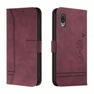 For Samsung Galaxy A02 Retro Skin Feel Horizontal Flip Soft TPU + PU Leather Case with Holder & Card Slots & Photo Frame(Wine Red)