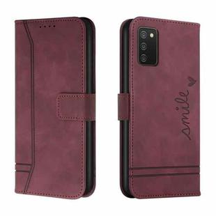 For Samsung Galaxy A03s Retro Skin Feel Horizontal Flip Soft TPU + PU Leather Case with Holder & Card Slots & Photo Frame(Wine Red)