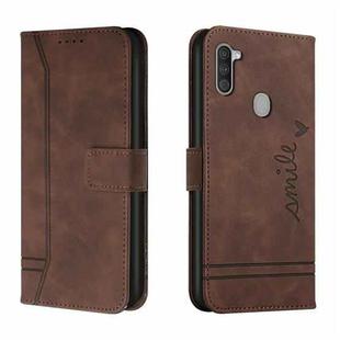 For Samsung Galaxy A11 Retro Skin Feel Horizontal Flip Soft TPU + PU Leather Case with Holder & Card Slots & Photo Frame(Coffee)