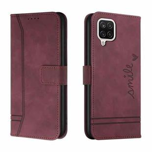 For Samsung Galaxy A12 Retro Skin Feel Horizontal Flip Soft TPU + PU Leather Case with Holder & Card Slots & Photo Frame(Wine Red)