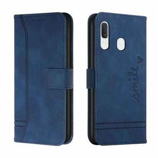 For Samsung Galaxy A20 / A30 Retro Skin Feel Horizontal Flip Soft TPU + PU Leather Case with Holder & Card Slots & Photo Frame(Blue)