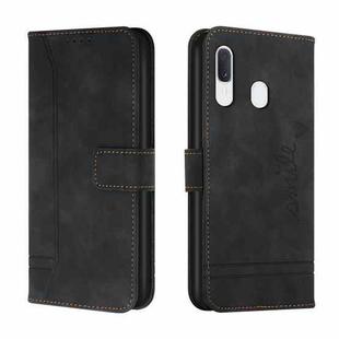 For Samsung Galaxy A20e Retro Skin Feel Horizontal Flip Soft TPU + PU Leather Case with Holder & Card Slots & Photo Frame(Black)