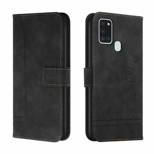 For Samsung Galaxy A21s Retro Skin Feel Horizontal Flip Soft TPU + PU Leather Case with Holder & Card Slots & Photo Frame(Black)