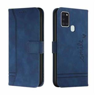 For Samsung Galaxy A21s Retro Skin Feel Horizontal Flip Soft TPU + PU Leather Case with Holder & Card Slots & Photo Frame(Blue)
