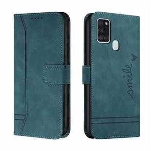 For Samsung Galaxy A21s Retro Skin Feel Horizontal Flip Soft TPU + PU Leather Case with Holder & Card Slots & Photo Frame(Army Green)