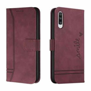 For Samsung Galaxy A50 Retro Skin Feel Horizontal Flip Soft TPU + PU Leather Case with Holder & Card Slots & Photo Frame(Wine Red)