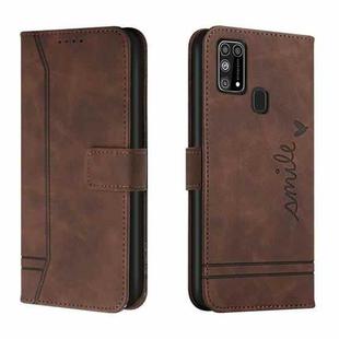 For Samsung Galaxy M31 Retro Skin Feel Horizontal Flip Soft TPU + PU Leather Case with Holder & Card Slots & Photo Frame(Coffee)