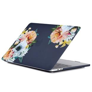 For Macbook Pro 16 inch Laptop Water Stick Style Protective Case(Black Flower)