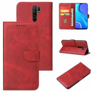 For Xiaomi Redmi 9 Calf Texture Buckle Horizontal Flip Leather Case with Holder & Card Slots & Wallet(Red)