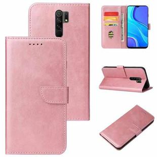 For Xiaomi Redmi 9 Calf Texture Buckle Horizontal Flip Leather Case with Holder & Card Slots & Wallet(Rose Gold)