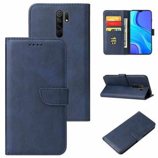 For Xiaomi Redmi 9 Calf Texture Buckle Horizontal Flip Leather Case with Holder & Card Slots & Wallet(Blue)